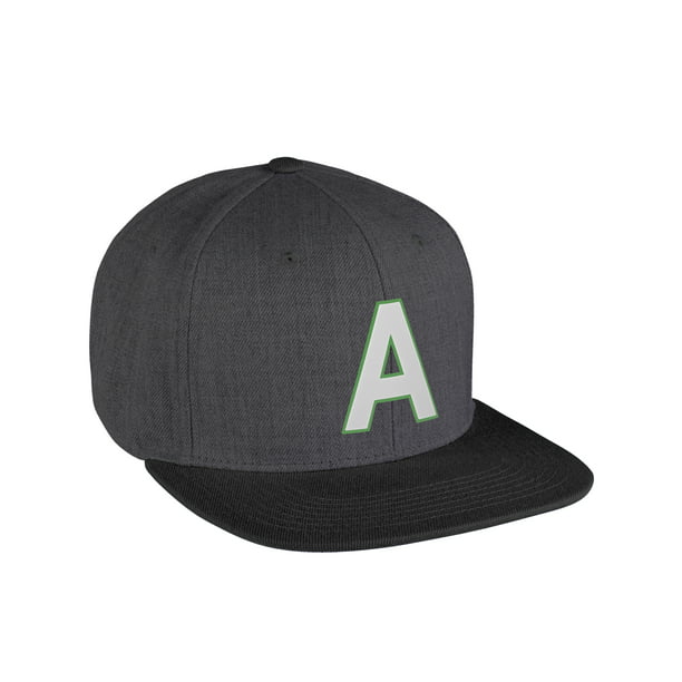Grey Black Cap Black Green Original Snapback Custom Initial A to Z Letters Hat 